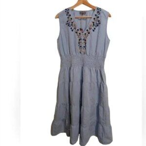 J.Lee blue embroidery A-Line Maxi Dress